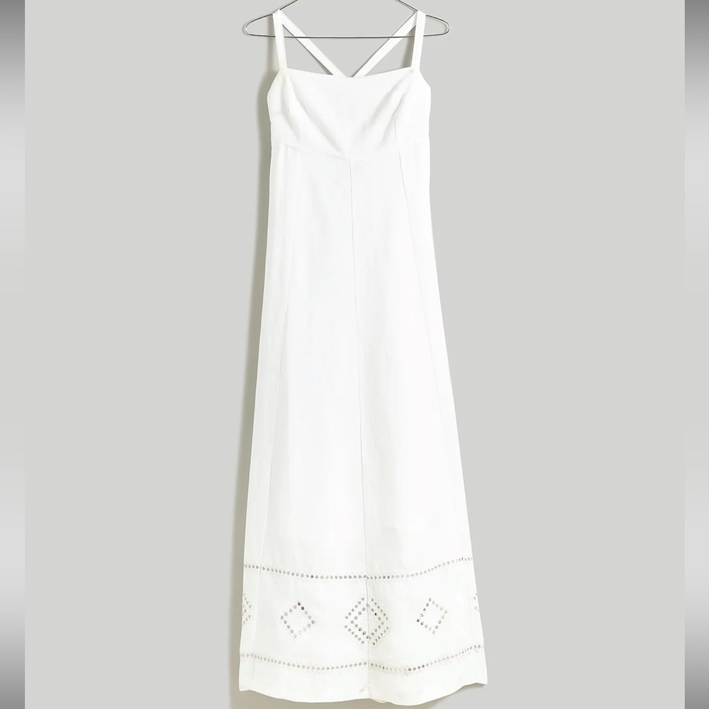 NWOT Madewell Embroidered Eyelet Tie-Back Cami Midi Dress Size 12 - Picture 4 of 9